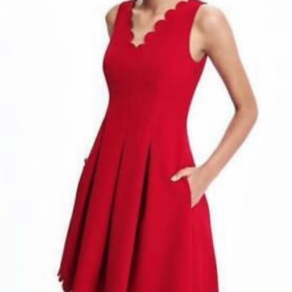 Banana Republic red scalloped dress